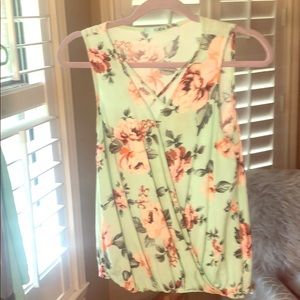 P.S. Kate cross cross drape front floral top